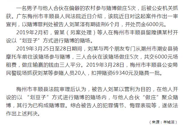 丰顺一男子与人合伙做这“生意”，被判6个月